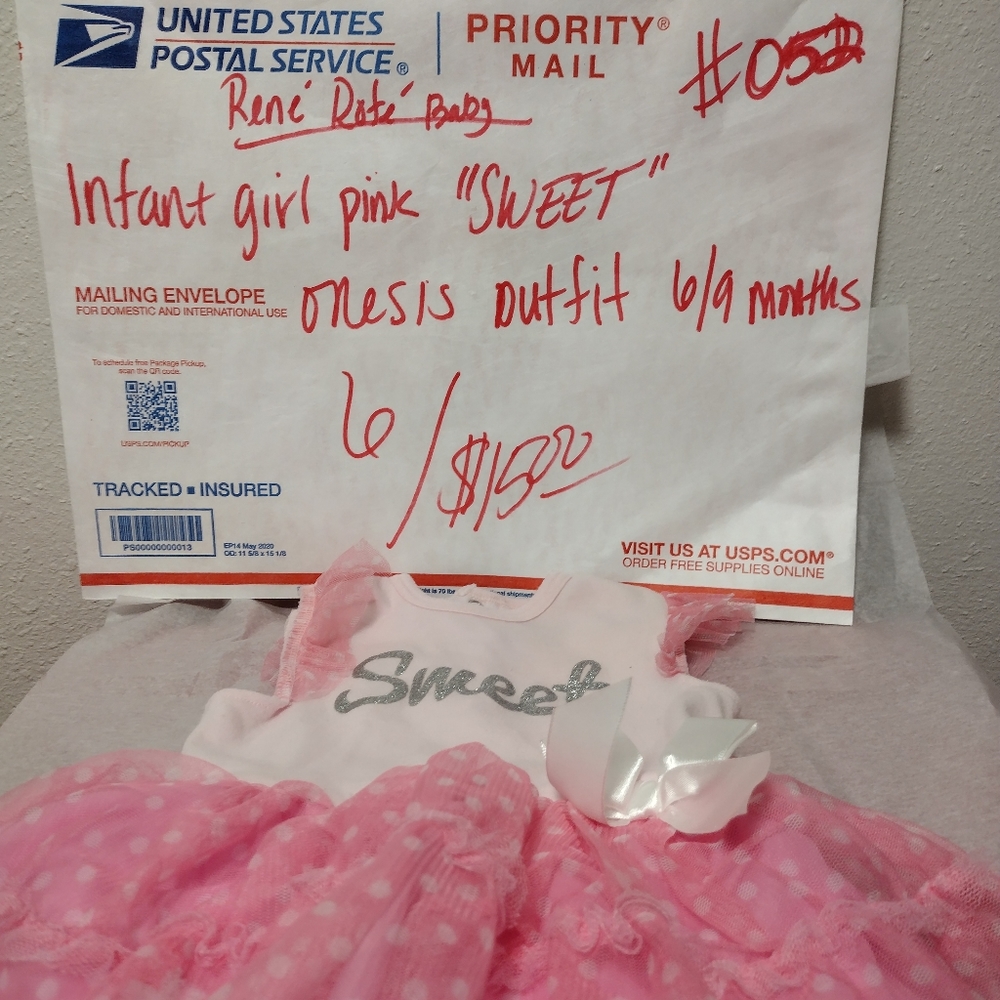 6/$15 Infant girl pink "sweet" onesie.      6/$15